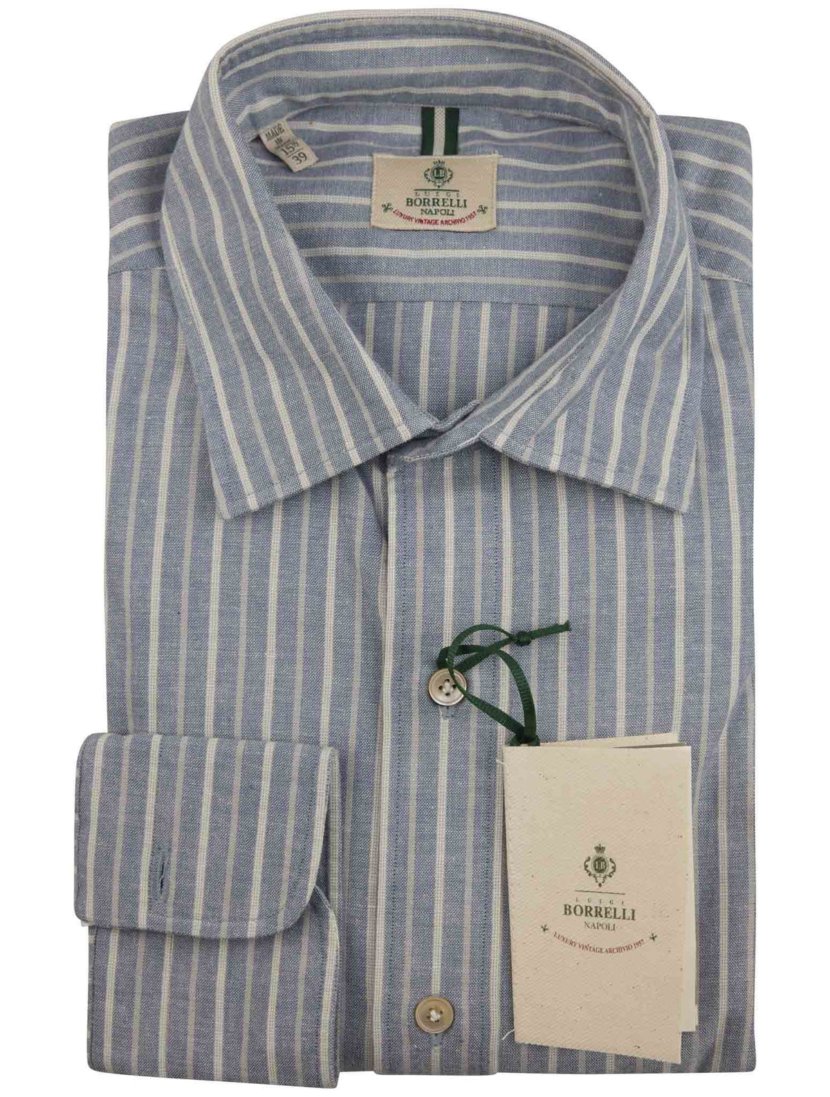 Luigi Borrelli Blue White Cotton Shirt