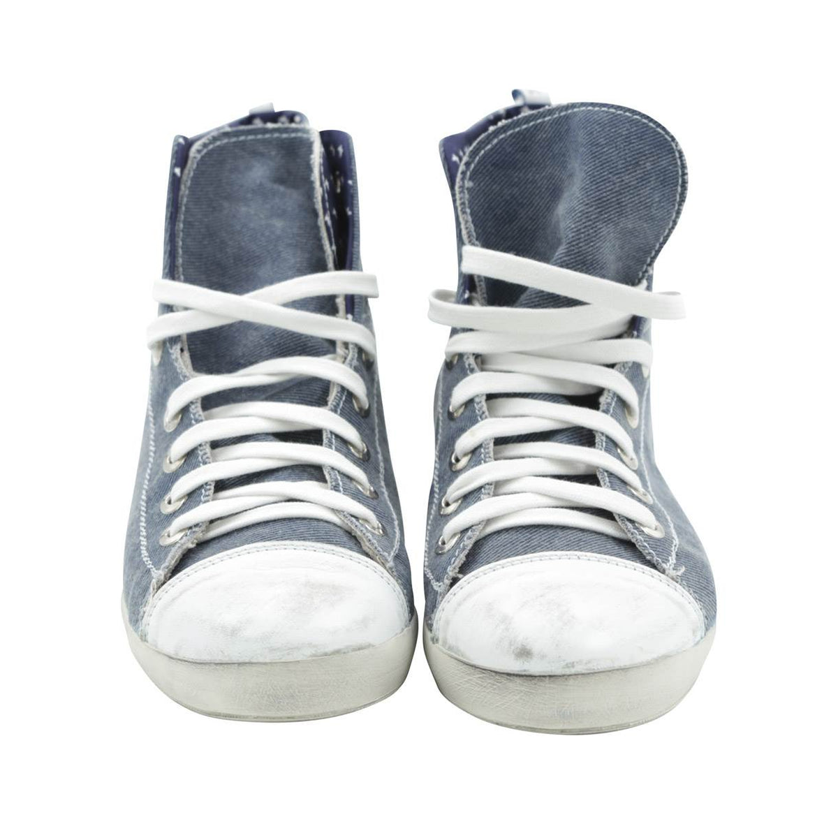 FeFè Napoli Fefè Blue White Cotton Leather Sneakers Blue/White 001