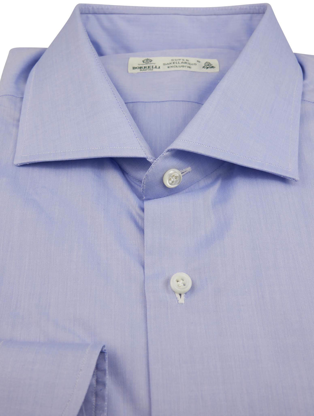 Luigi Borrelli Luigi Borrelli Light Blue Cotton Shirt Super Sakellaridis Exclusive Light Blue 001