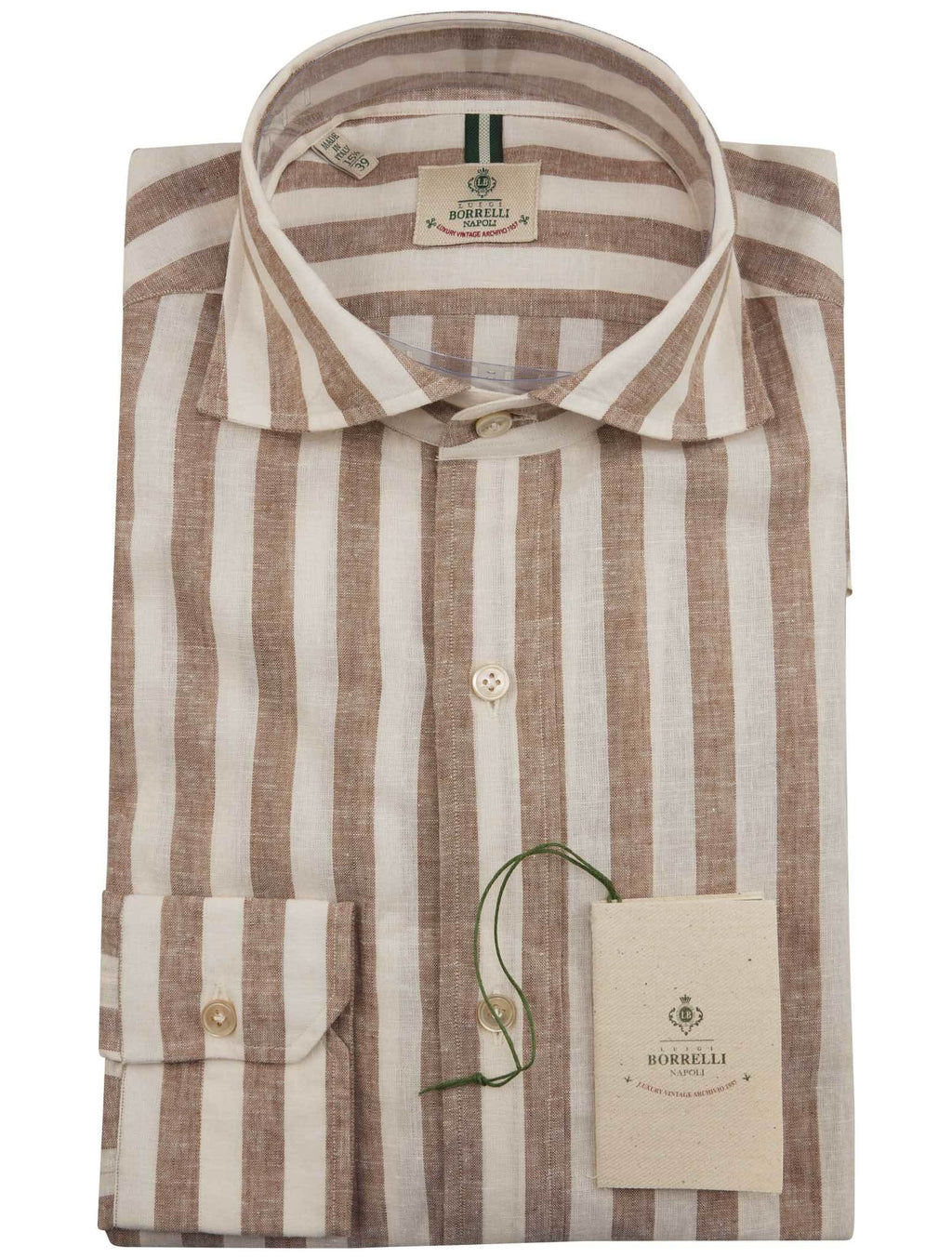 Luigi Borrelli Brown Linen Cotton Shirt