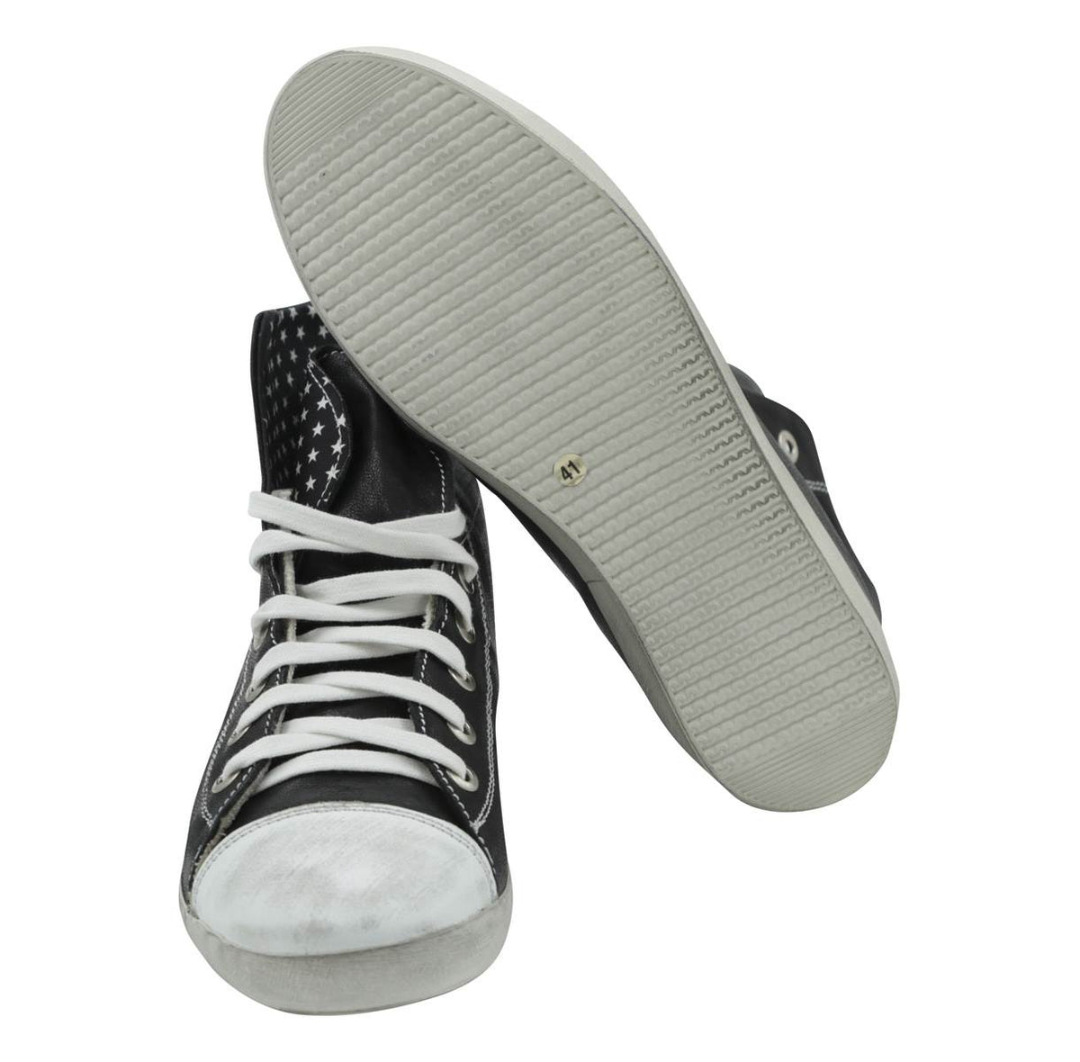 Fefè Black White Leather Sneakers