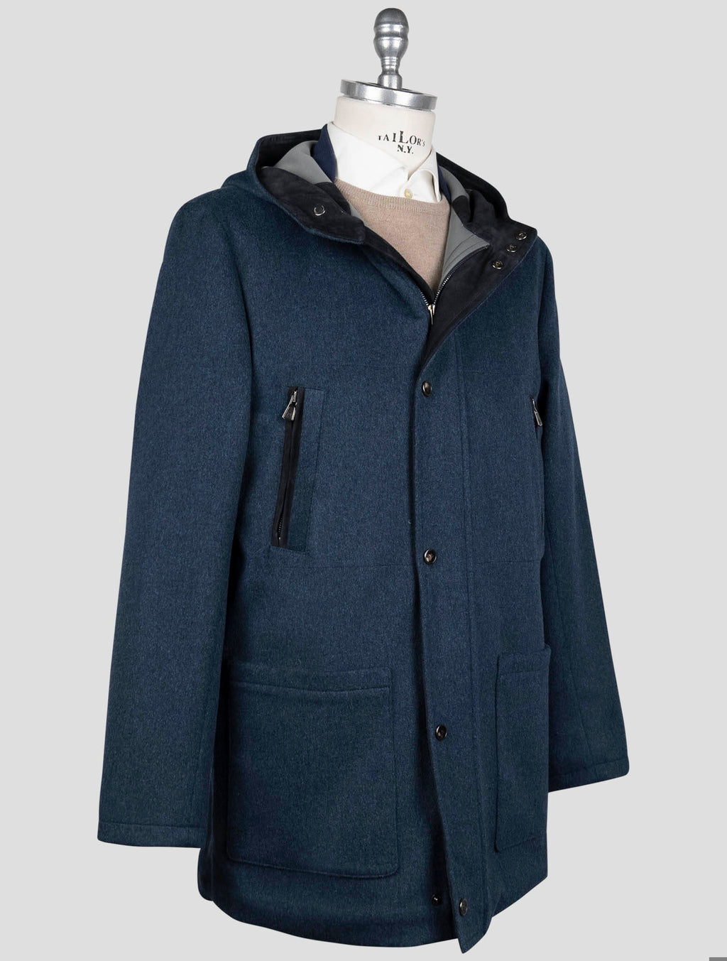 Isaia Isaia Blue Wool Pa Overcoat Blue 001