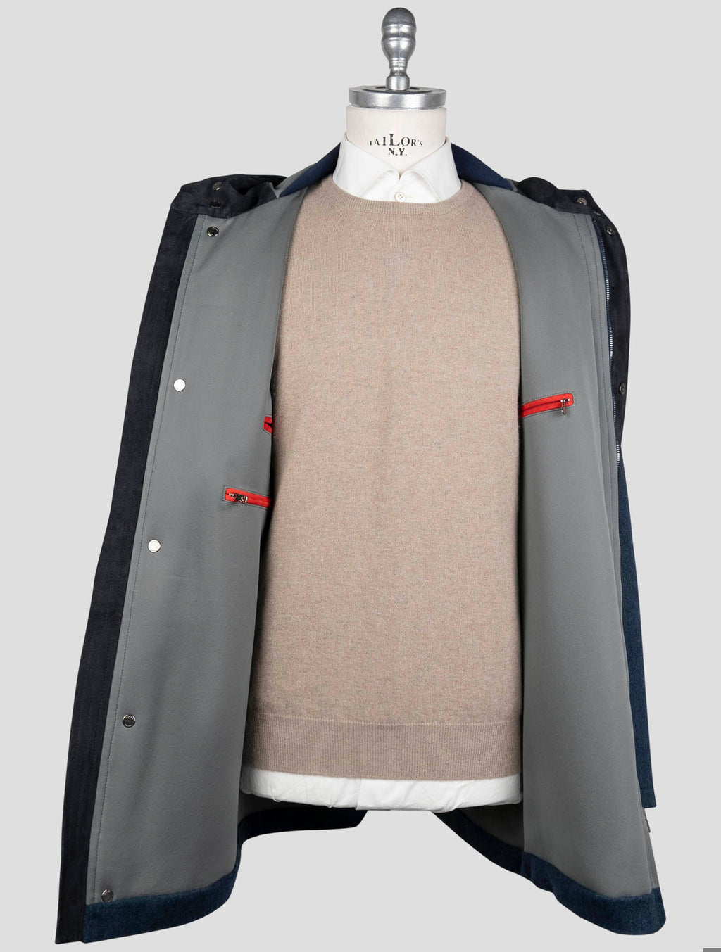 Isaia Blue Wool Pa Overcoat