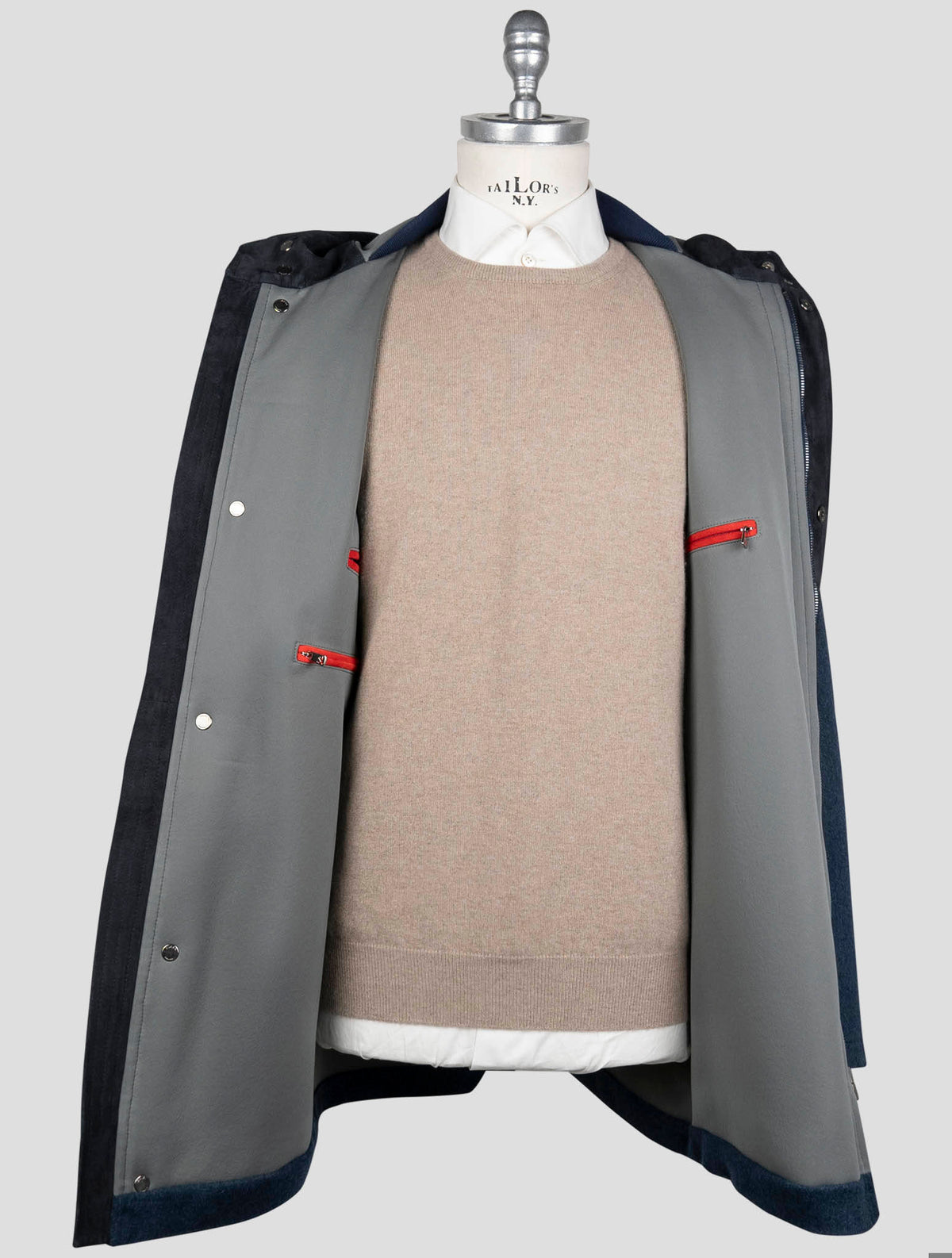 Isaia Blue Wool Pa Overcoat