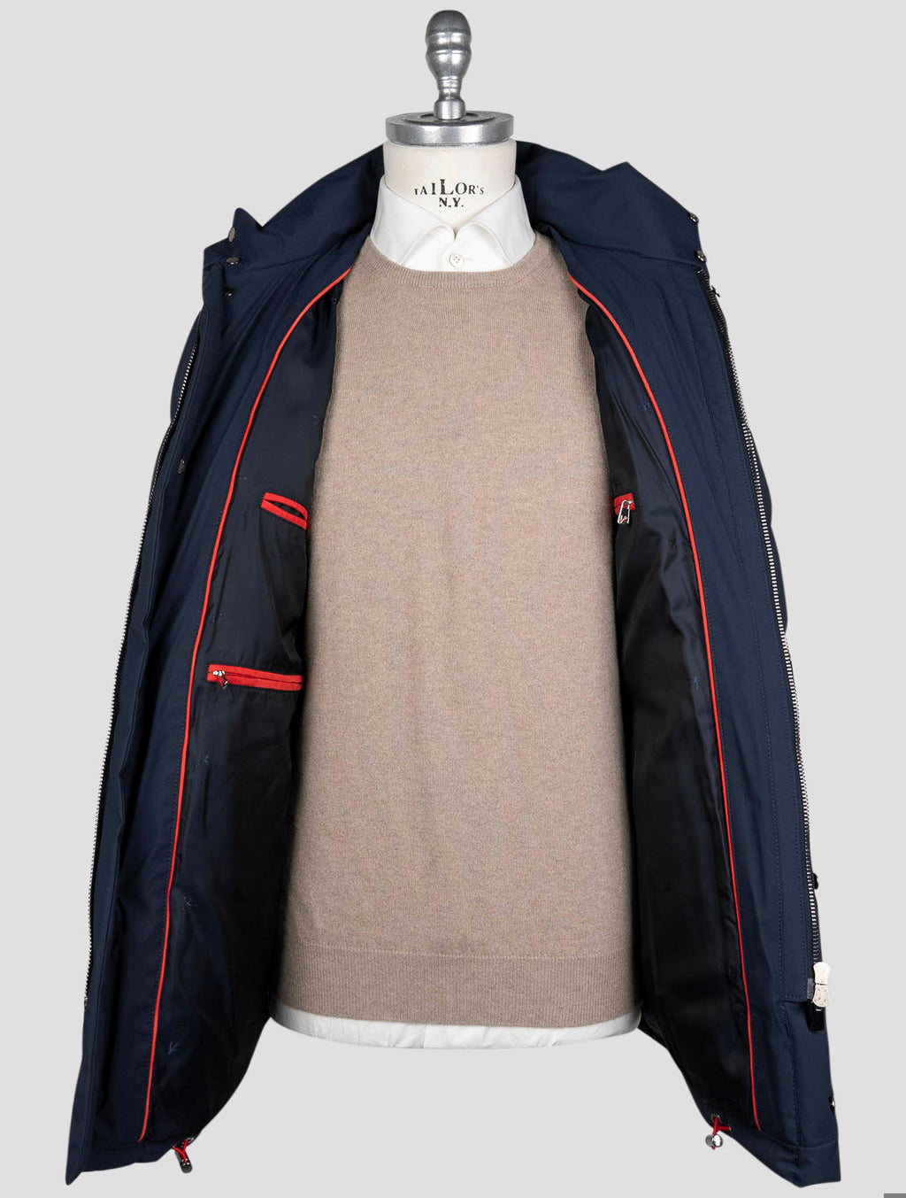 Isaia Blue Wool Pa Silk Coat