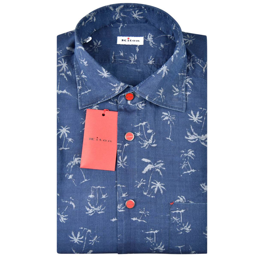 Kiton KITON Blue Gray Cotton Shirt Blue/Gray 000