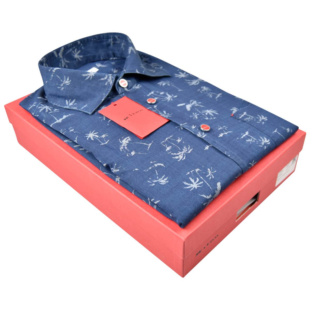 KITON Blue Gray Cotton Shirt