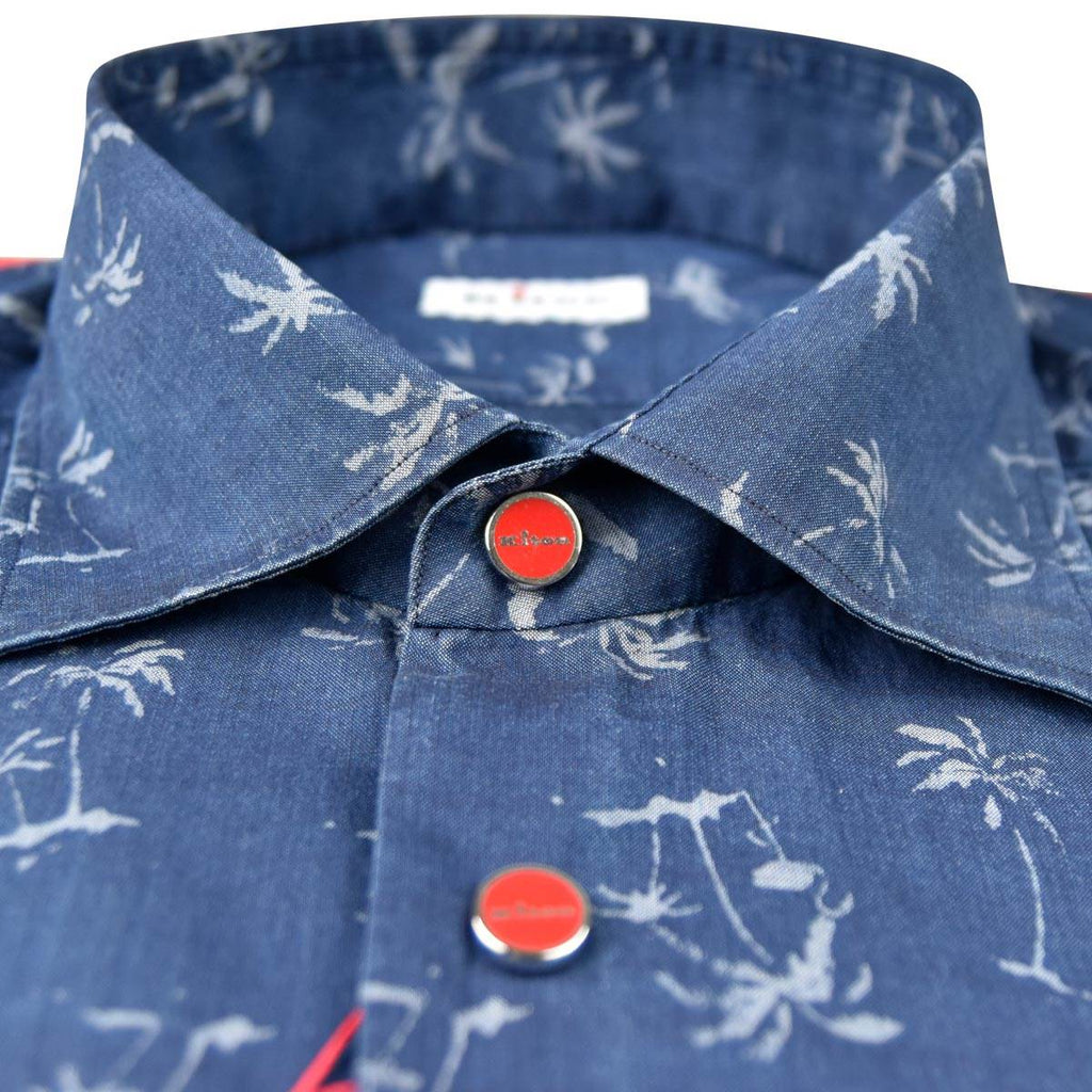 KITON Blue Gray Cotton Shirt