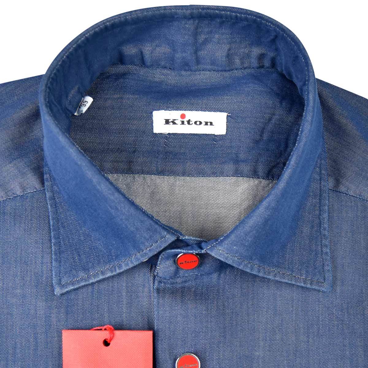 KITON Blue Cotton Shirt