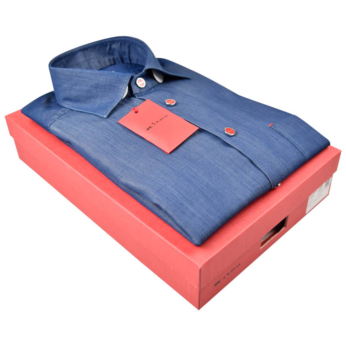 KITON Blue Cotton Shirt