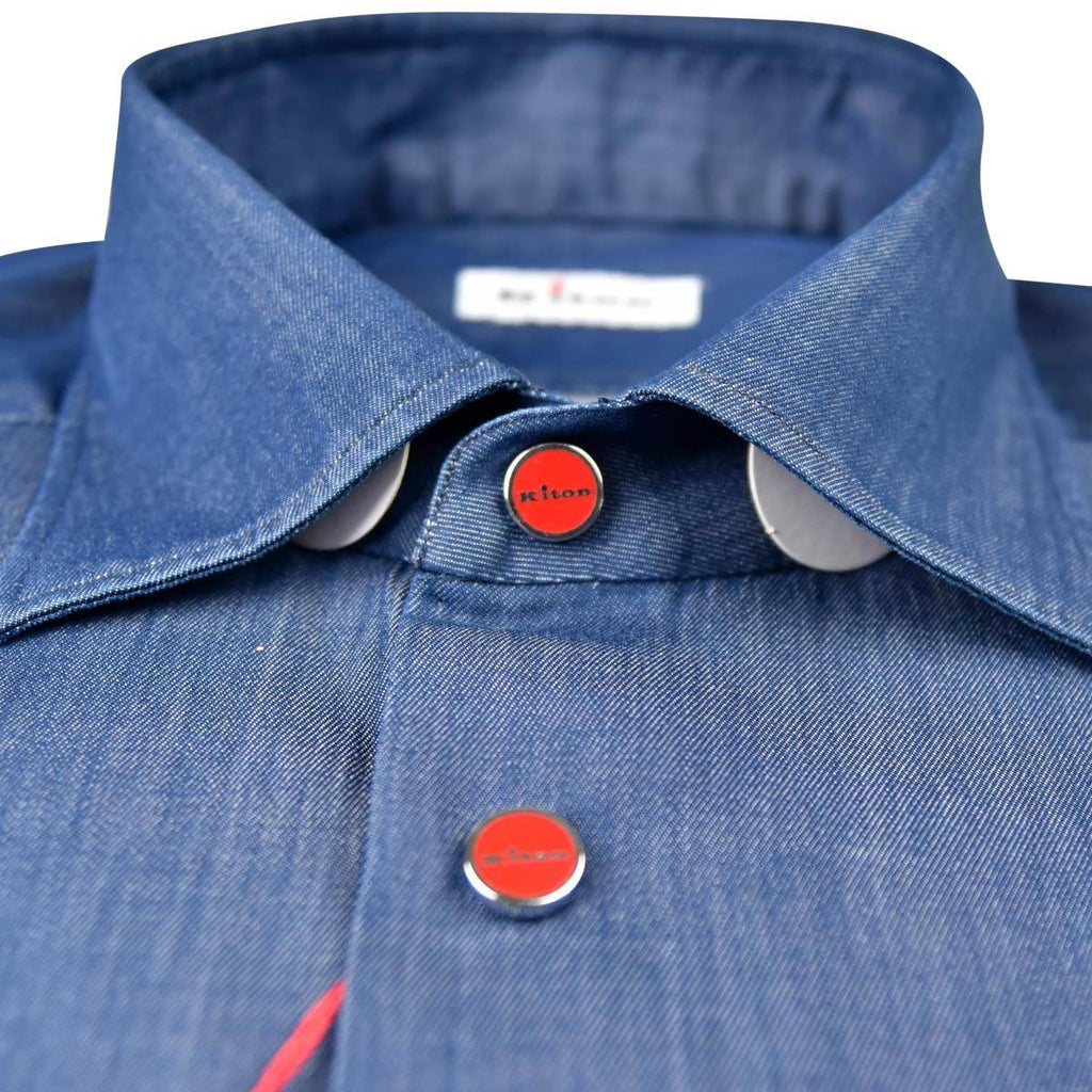 KITON Blue Cotton Shirt