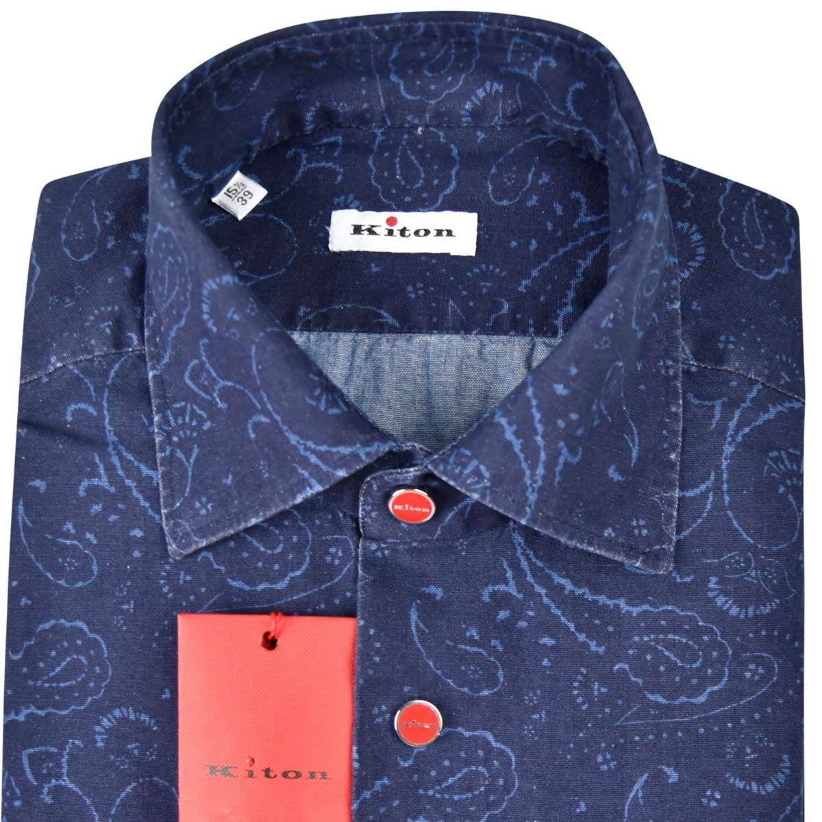 KITON Blue Cotton Shirt