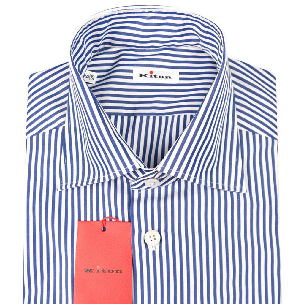KITON Blue White Cotton Shirt