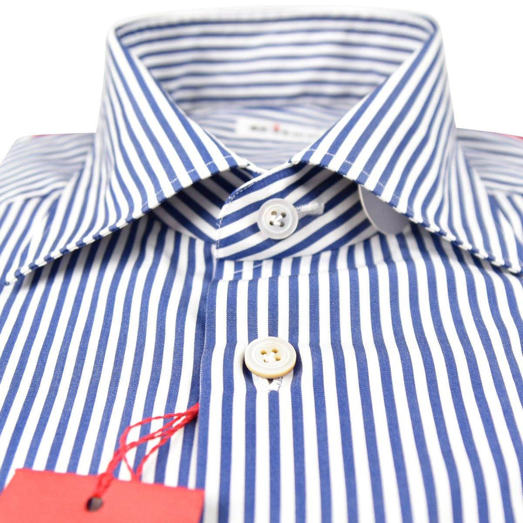 KITON Blue White Cotton Shirt