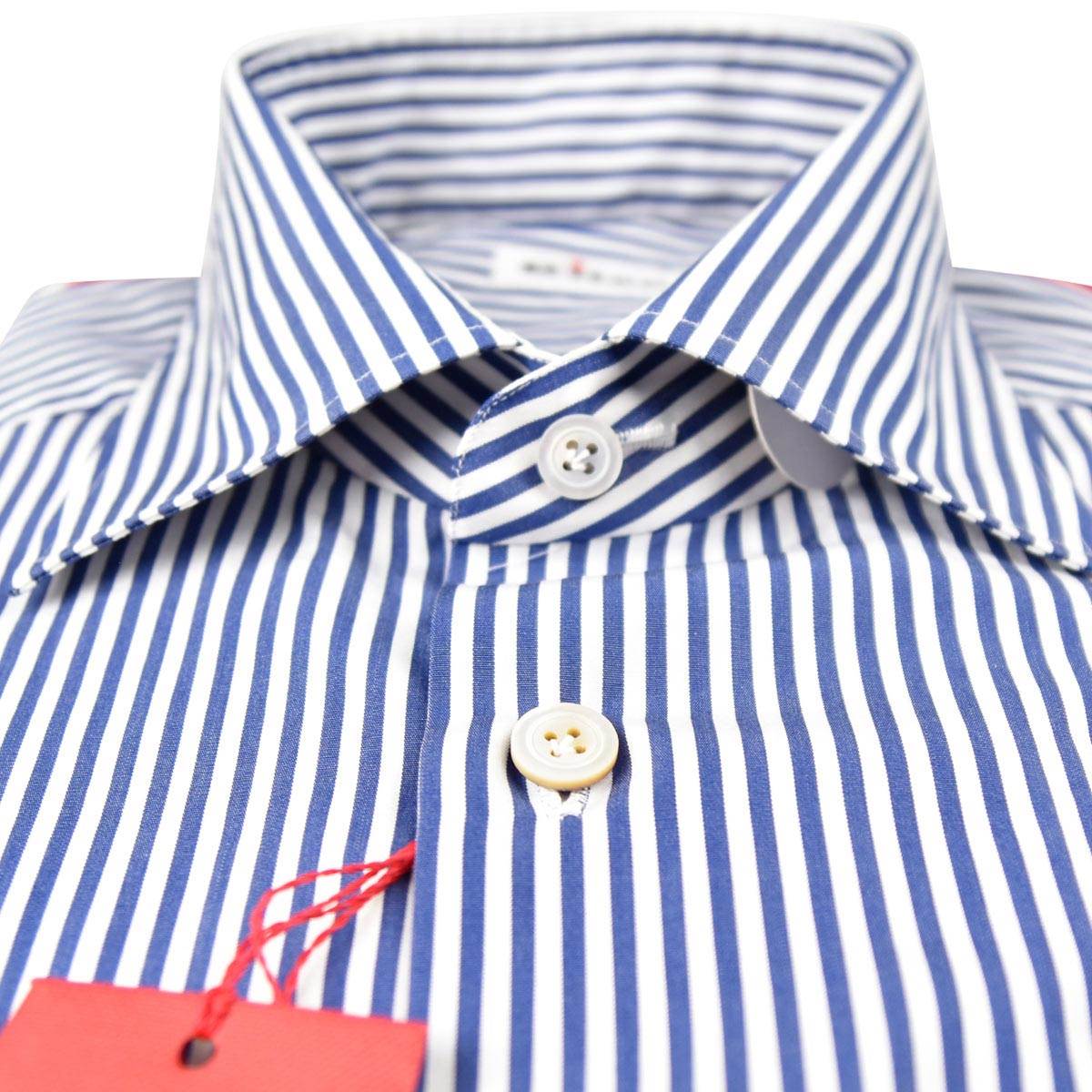 KITON Blue White Cotton Shirt