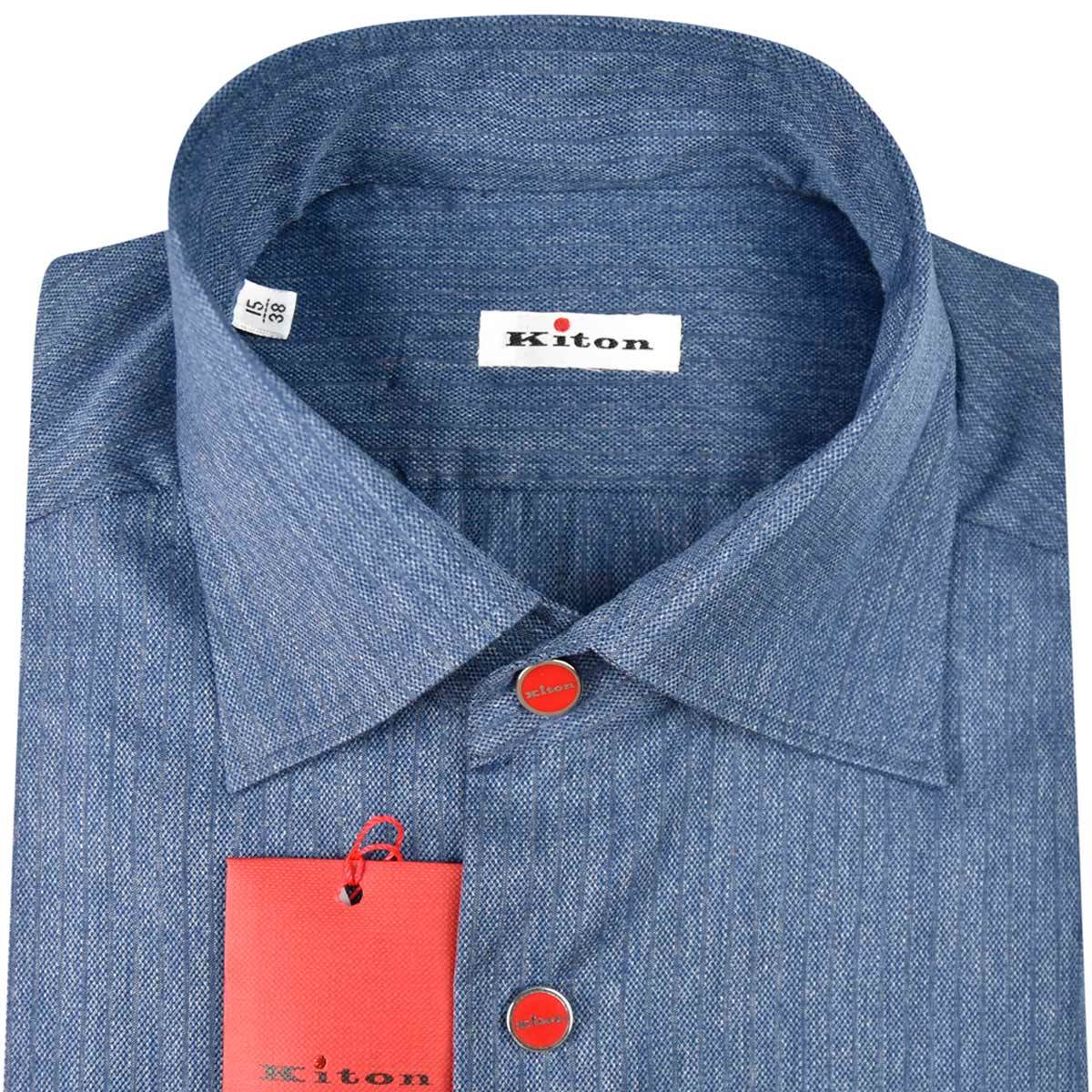 KITON Blue Cotton Shirt