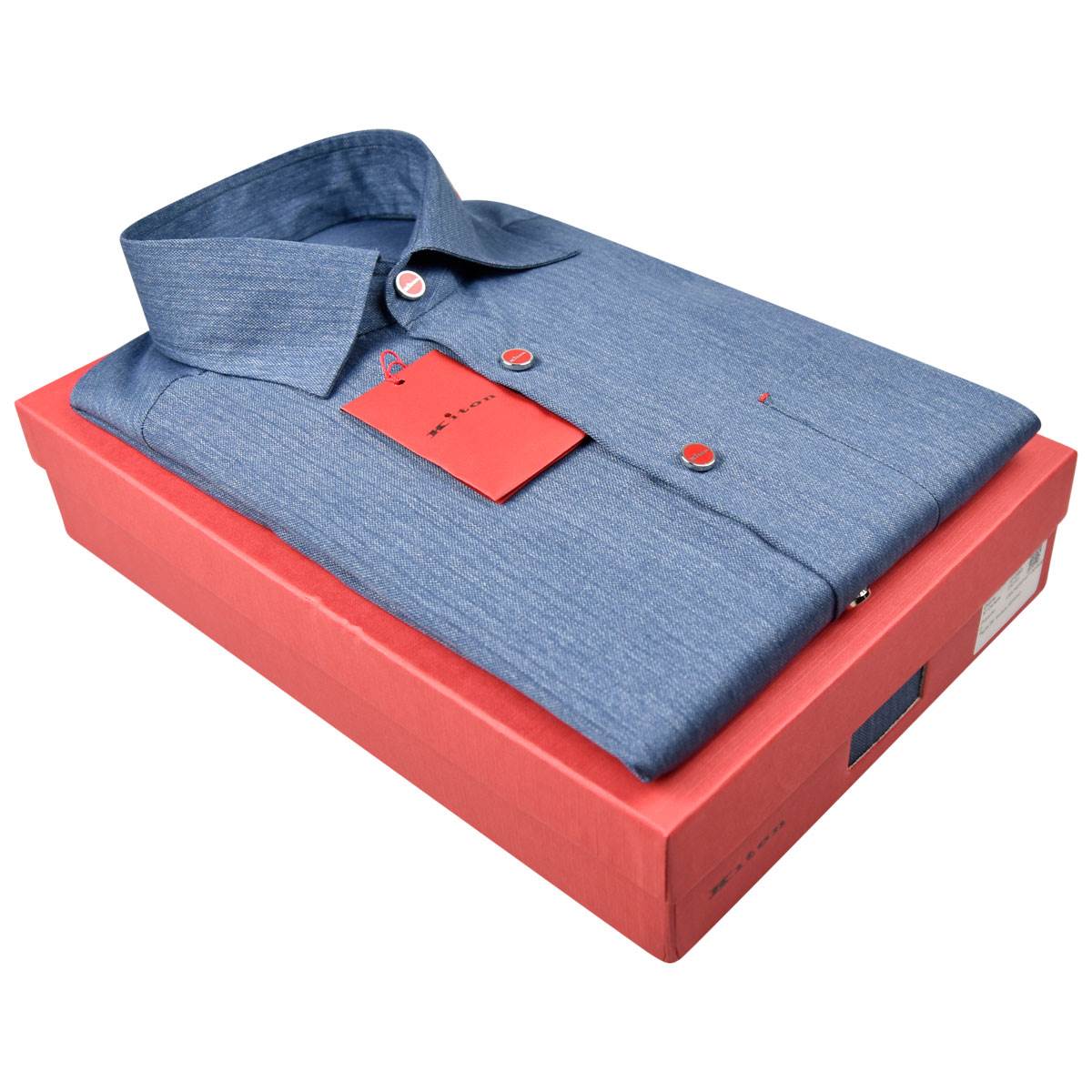 KITON Blue Cotton Shirt