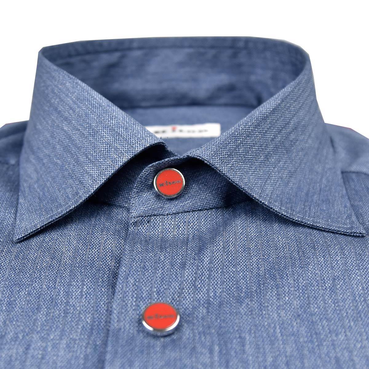 KITON Blue Cotton Shirt