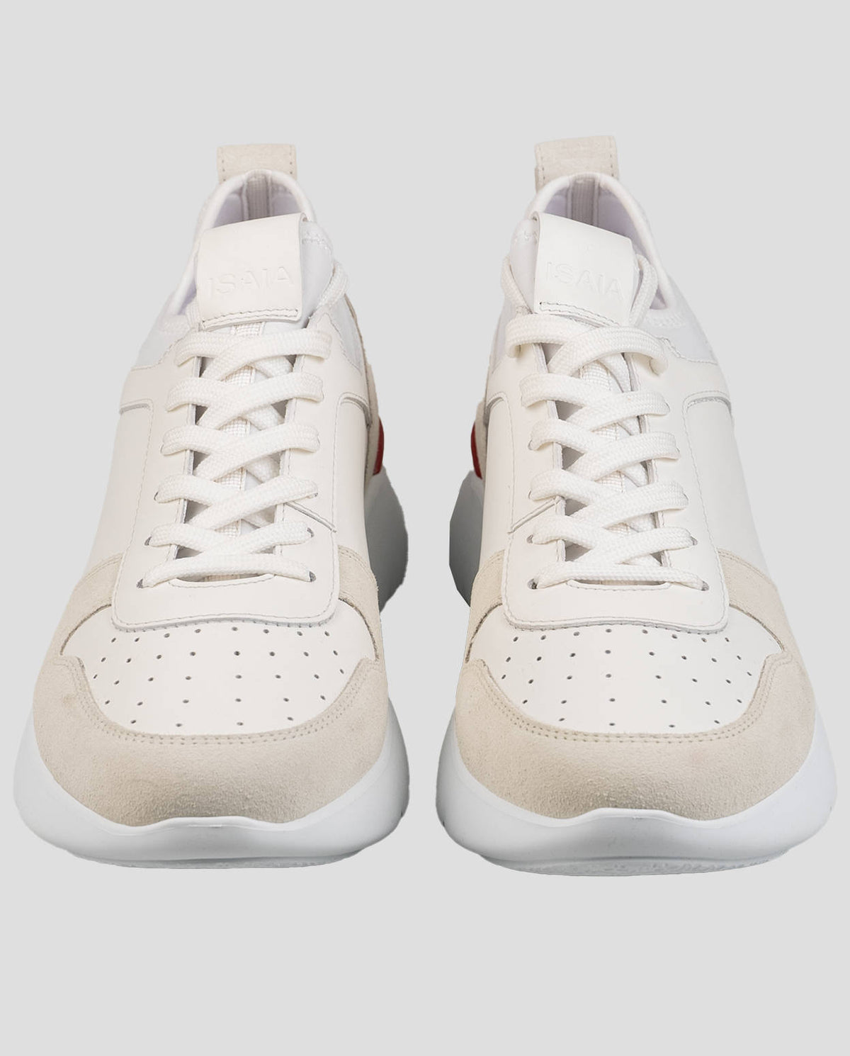 Isaia Isaia White Leather Sneakers Shoes White 001