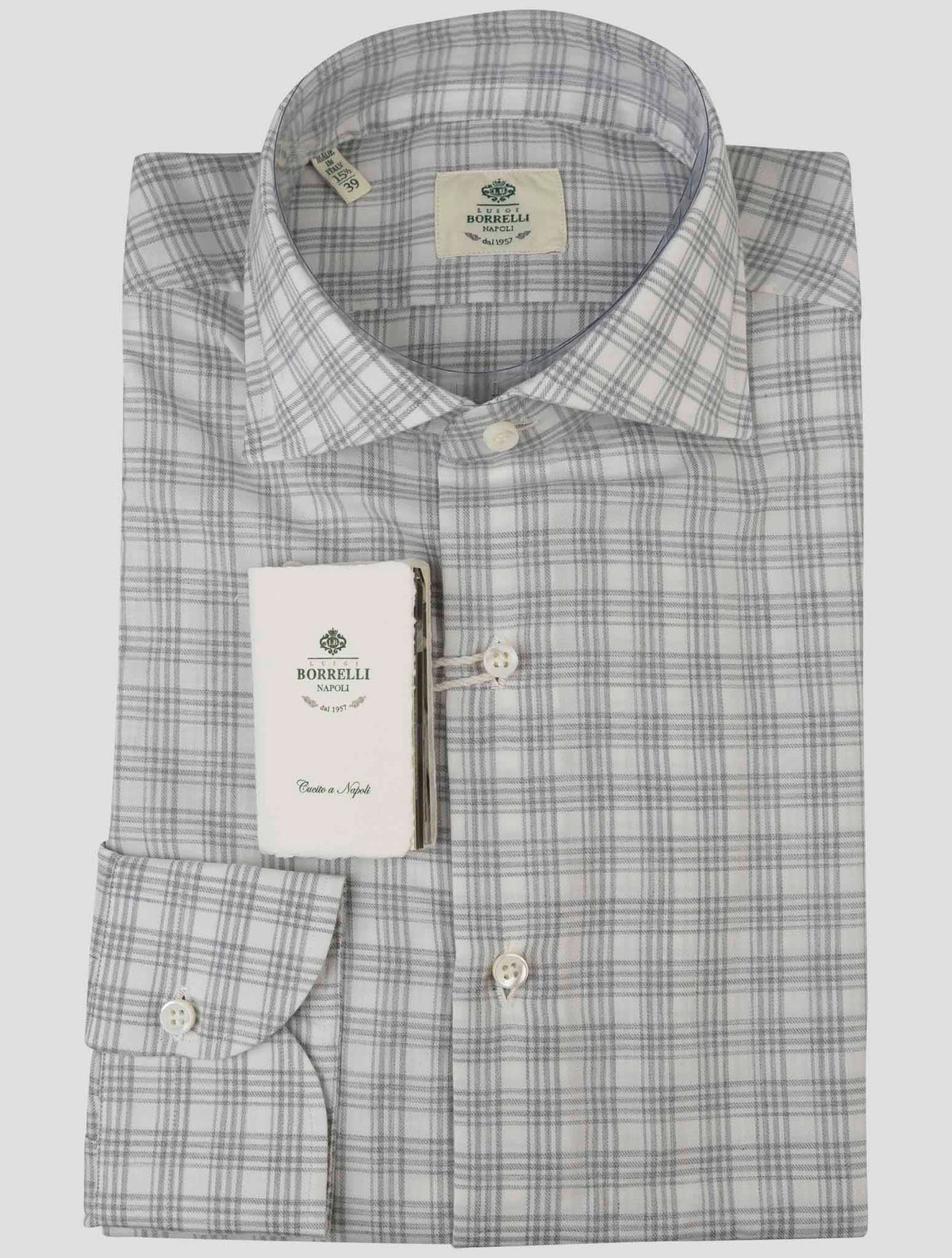 Luigi Borrelli Luigi Borrelli Gray White Cotton Shirt Gray / White 000