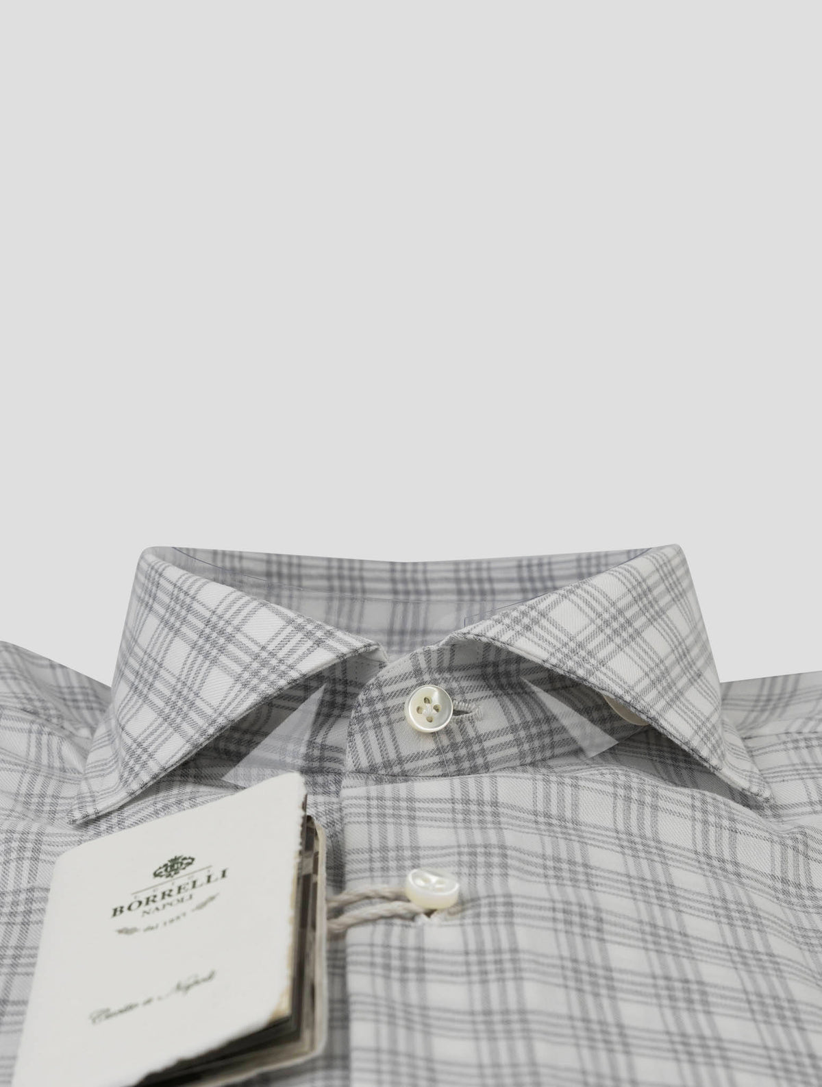 Luigi Borrelli Luigi Borrelli Gray White Cotton Shirt Gray / White 001