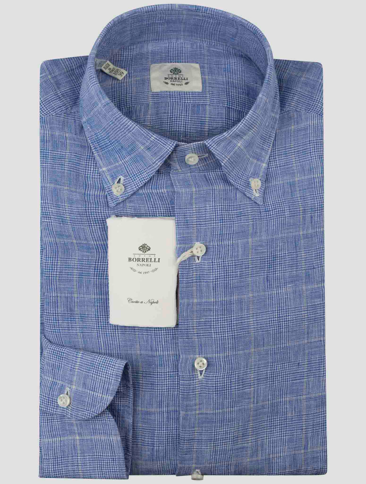 Luigi Borrelli Blue Linen Cotton Shirt