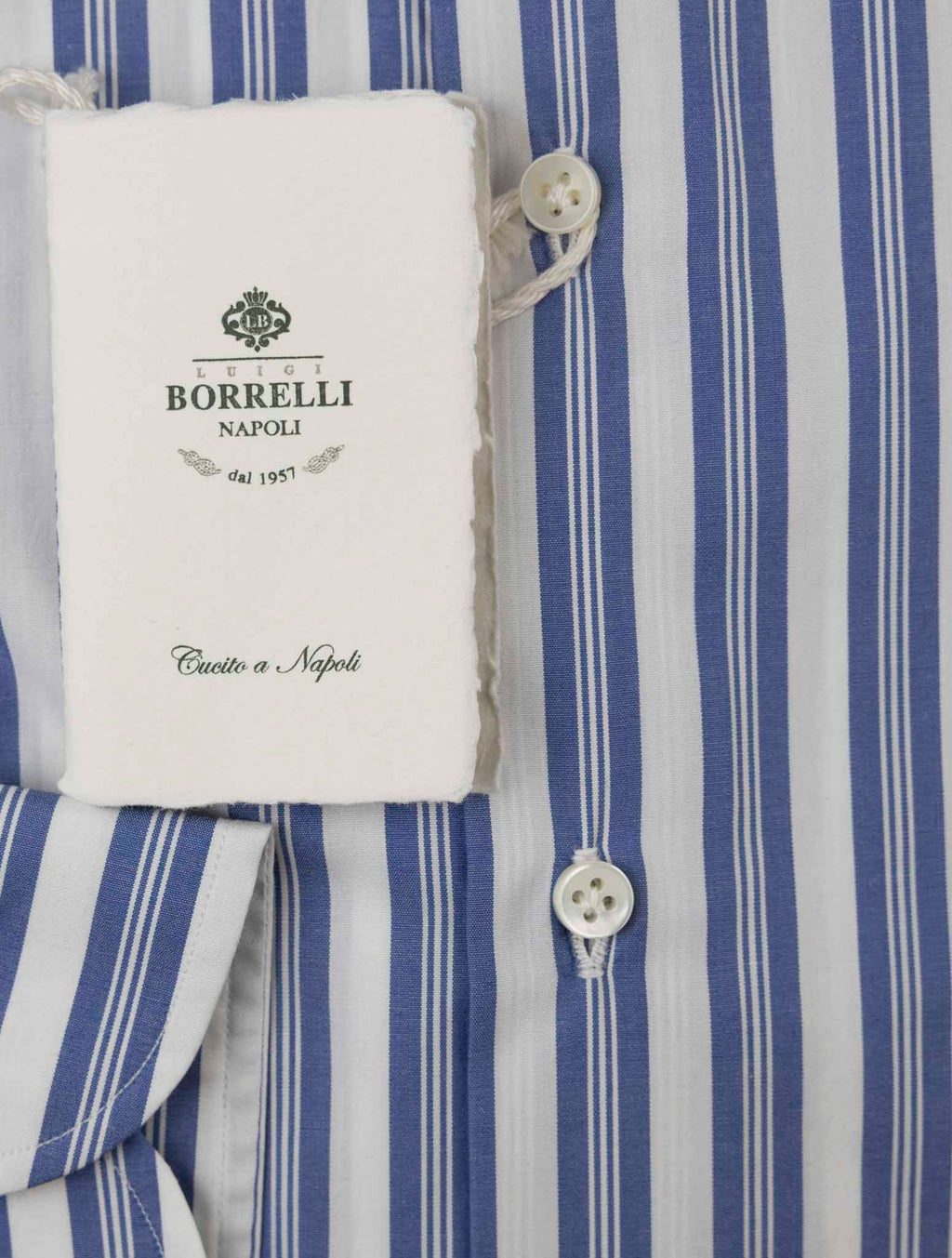 Luigi Borrelli Blue White Cotton Shirt