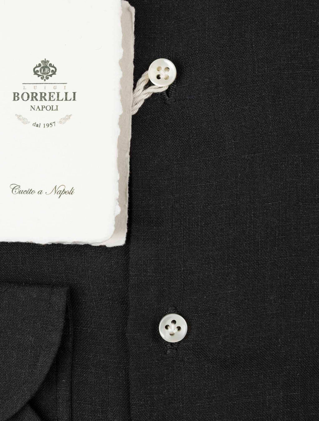 Luigi Borrelli Black Linen Shirt