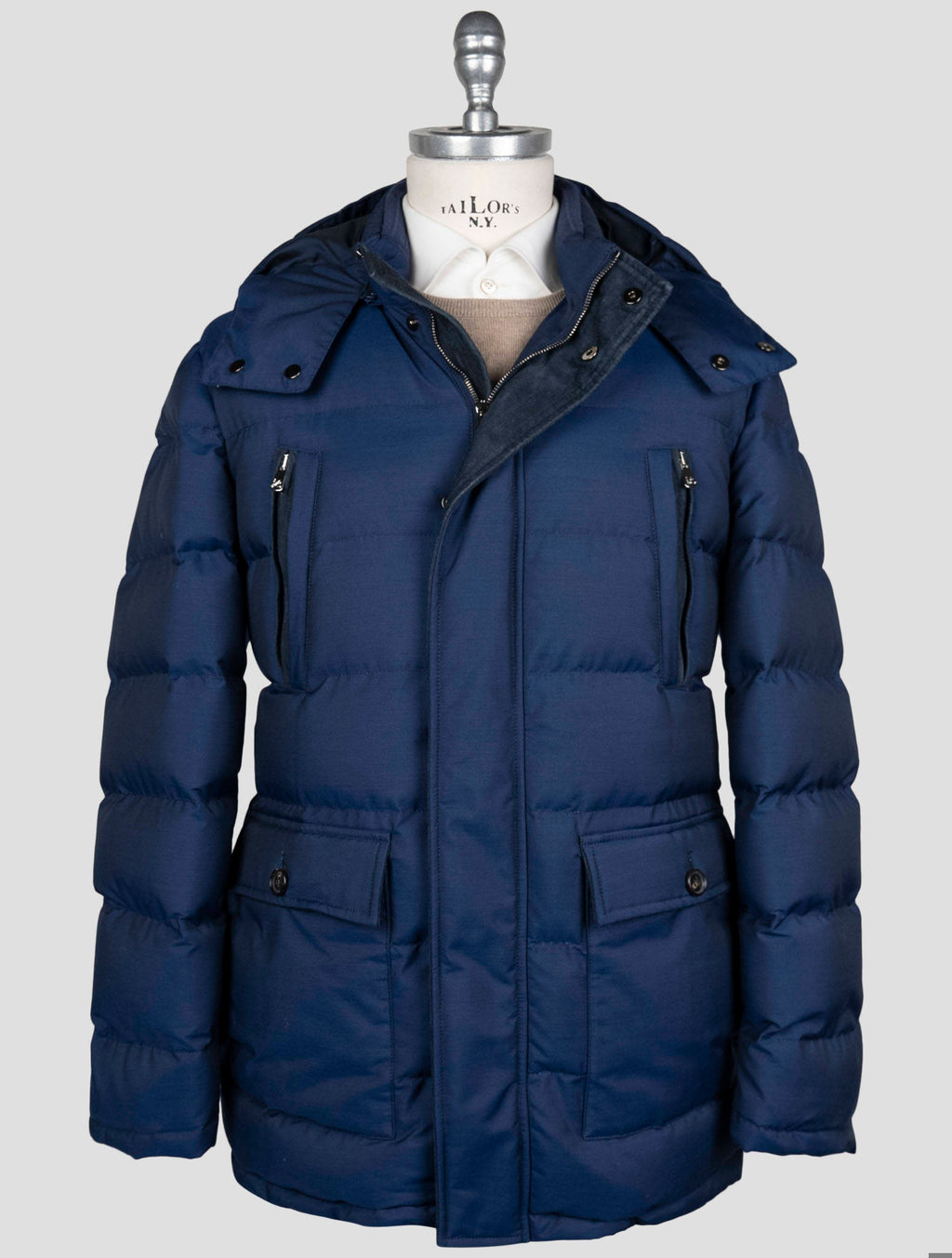 Isaia Blue Wool Pa Coat