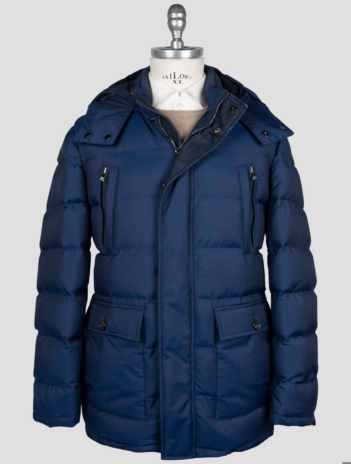Isaia Blue Wool Pa Coat