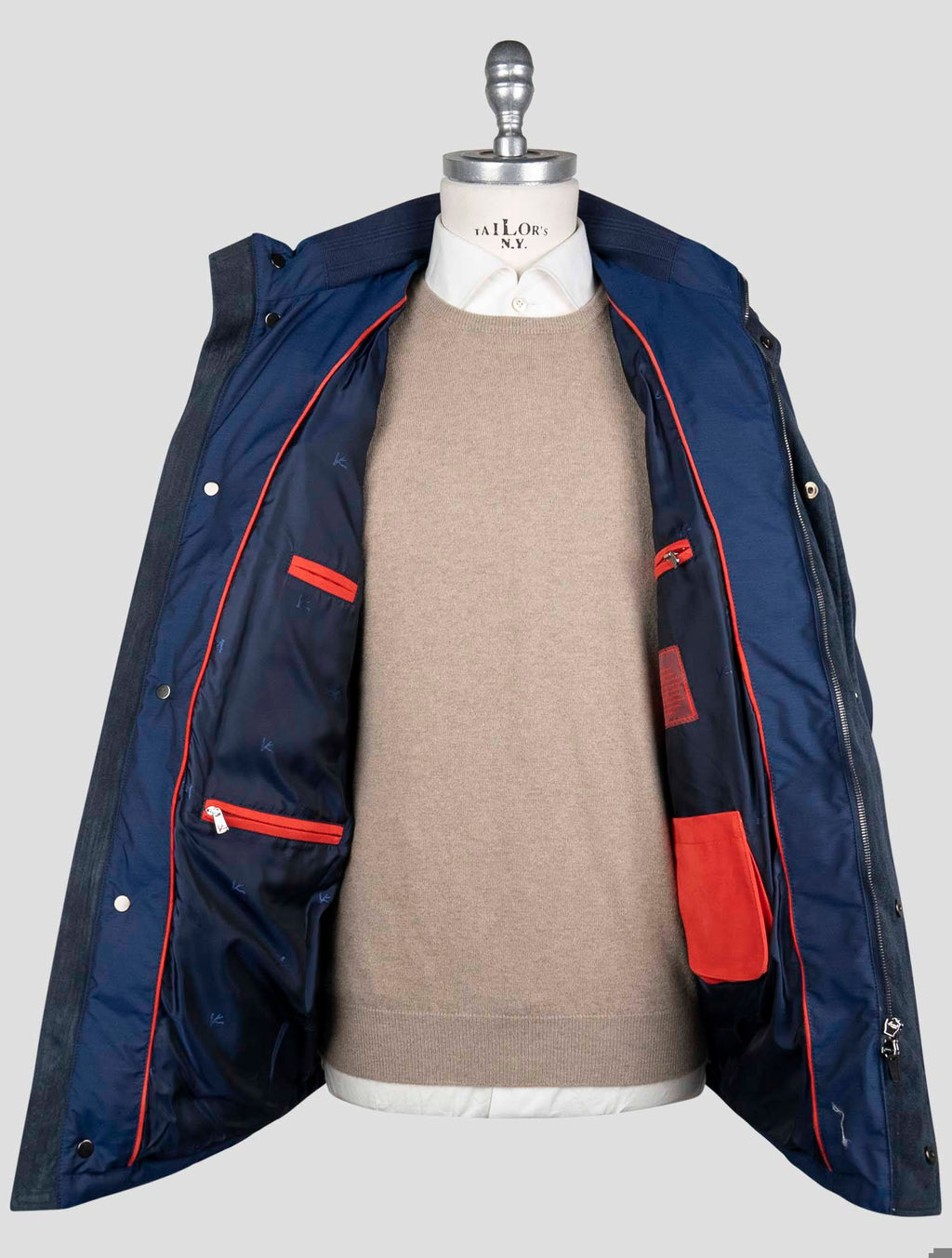 Isaia Blue Wool Pa Coat