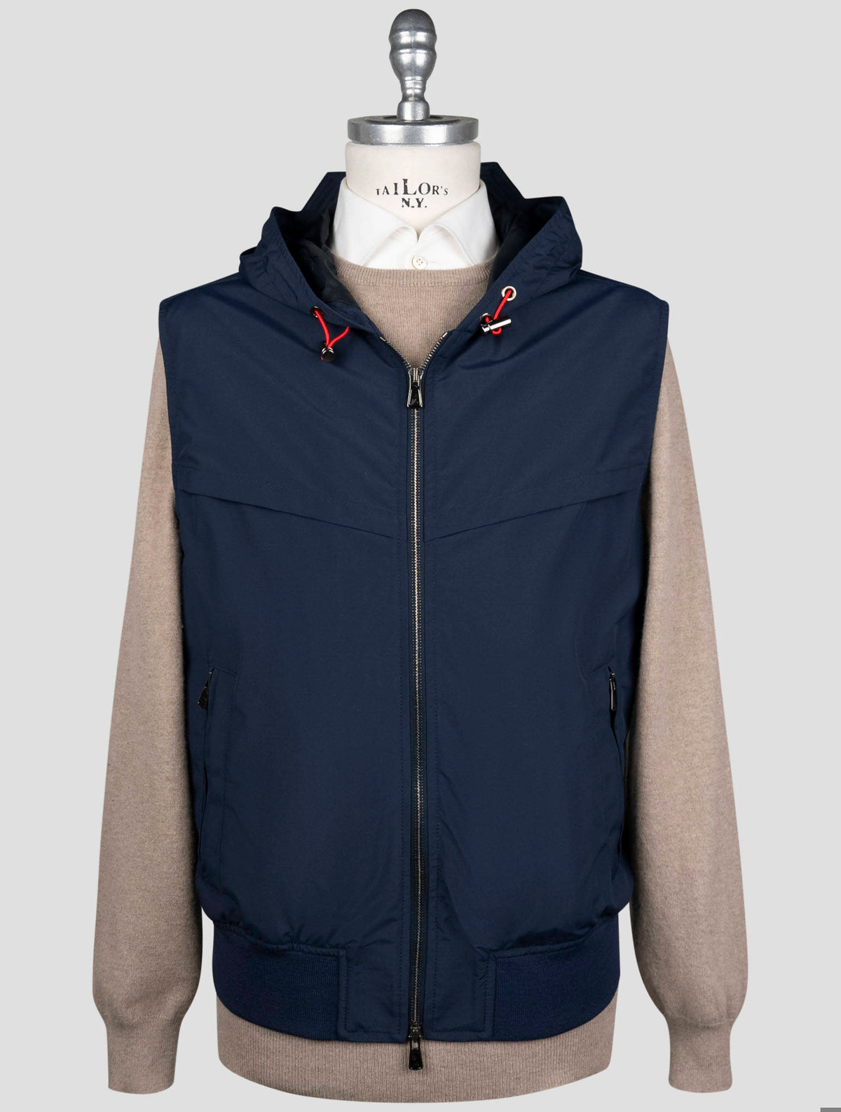 Isaia Blue Wool Pa Gilet Coat