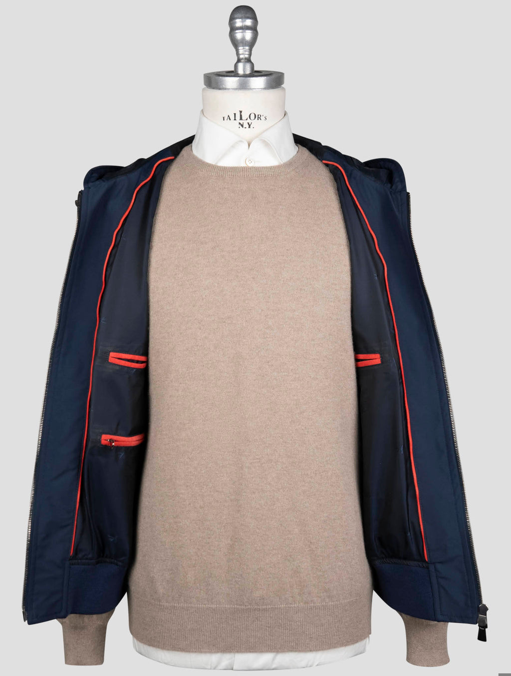 Isaia Blue Wool Pa Gilet Coat