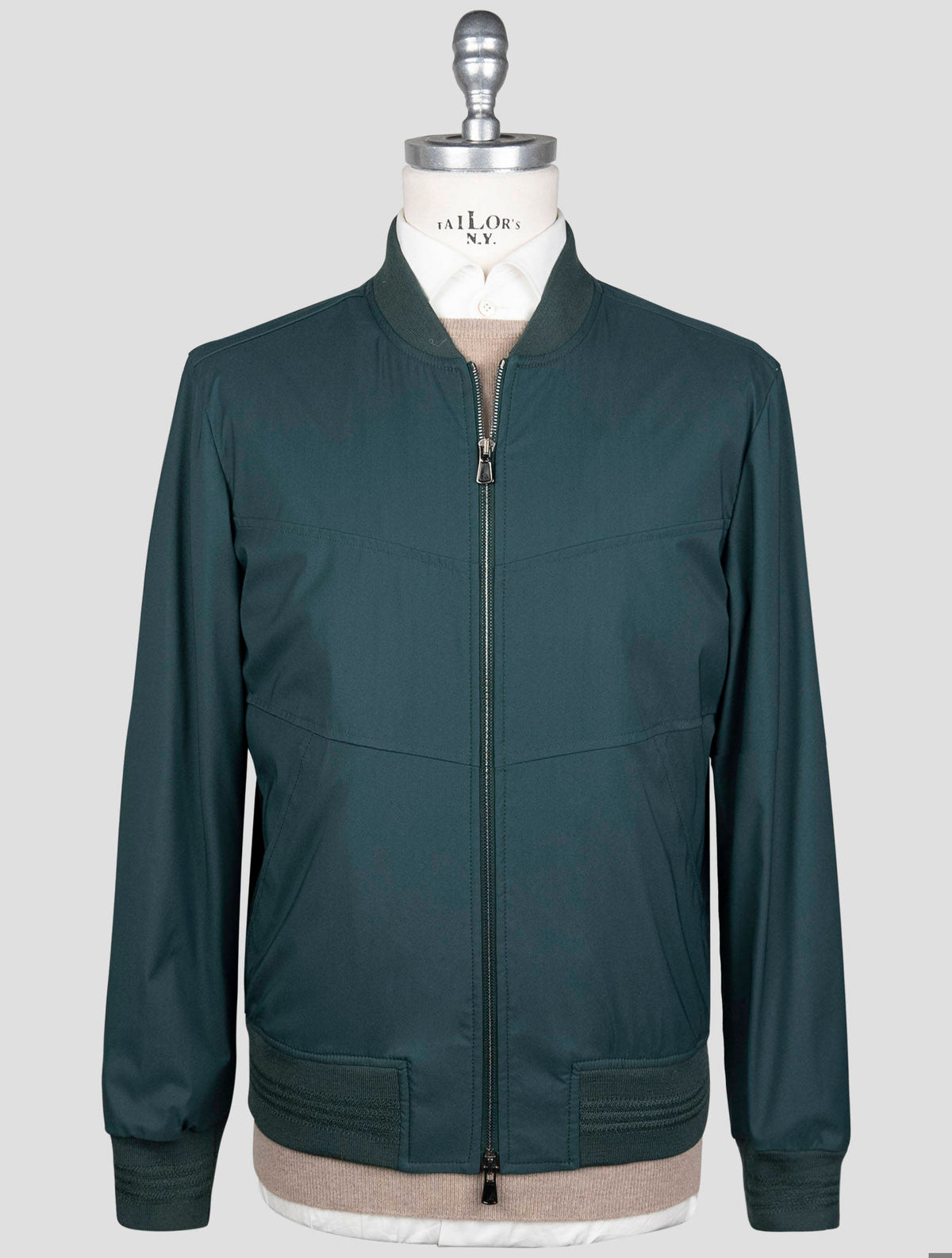 Isaia Green Wool Pa Silk Ea Coat