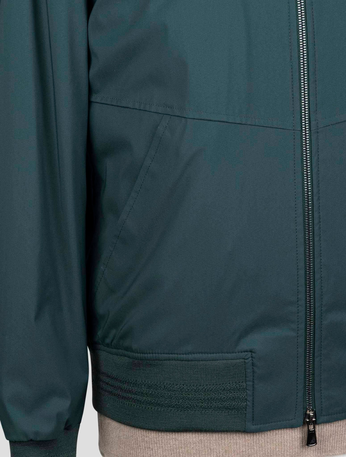 Isaia Green Wool Pa Silk Ea Coat
