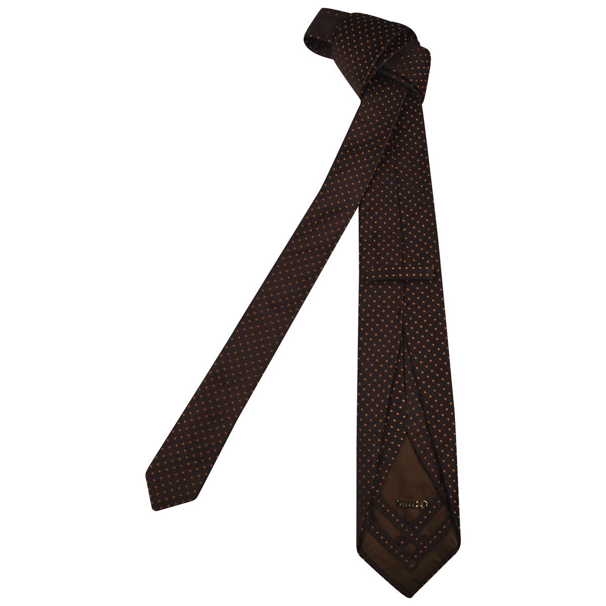 Zilli Brown Orange Silk Tie