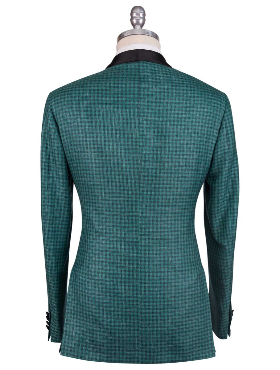 Kiton Black Green Cashmere Silk Linen Smoking Blazer