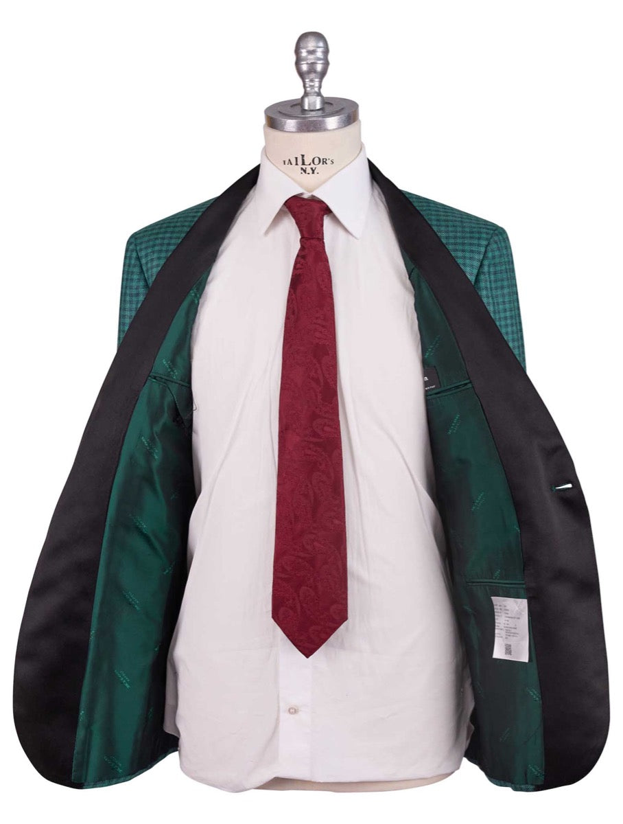 Kiton Black Green Cashmere Silk Linen Smoking Blazer