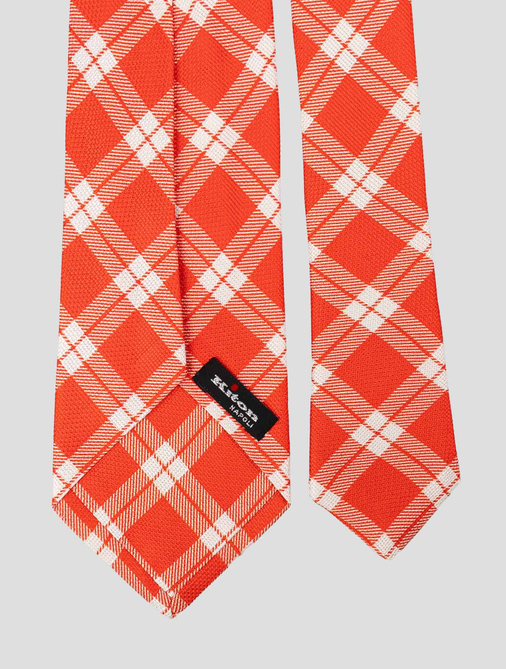 Kiton Orange White Silk Tie