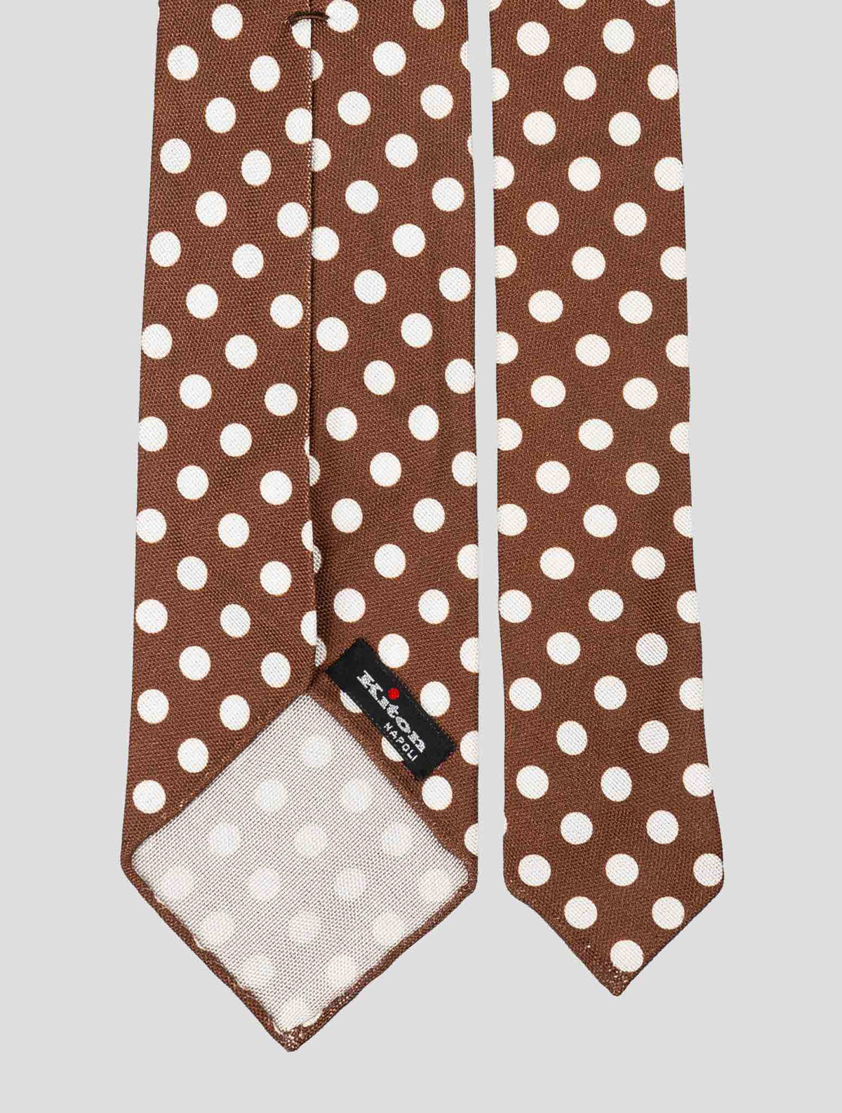 Kiton Brown White Silk Tie