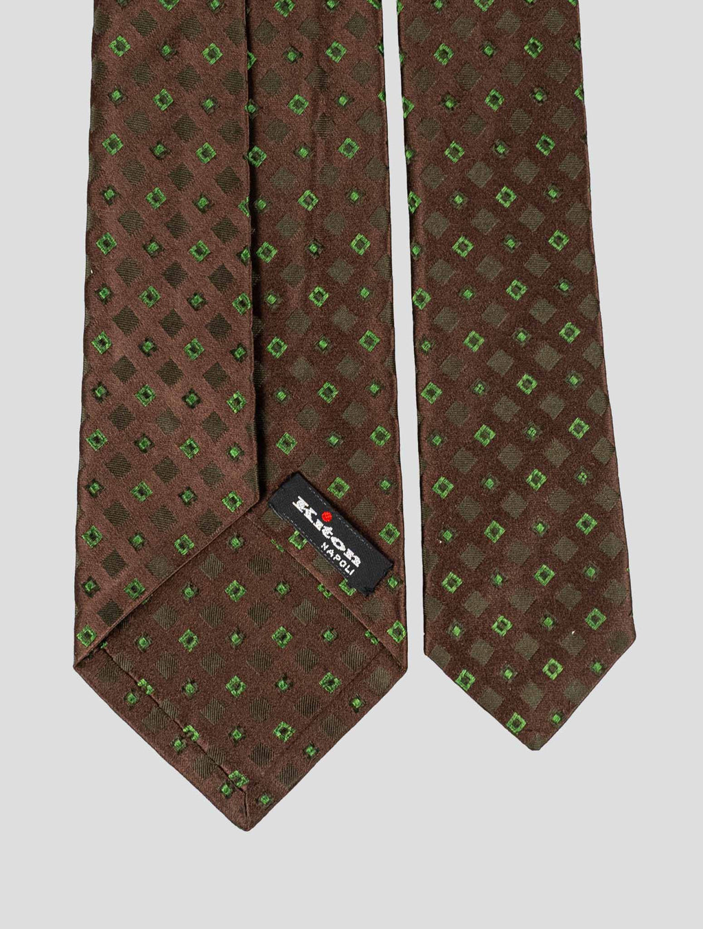 Kiton Brown Green Silk Tie