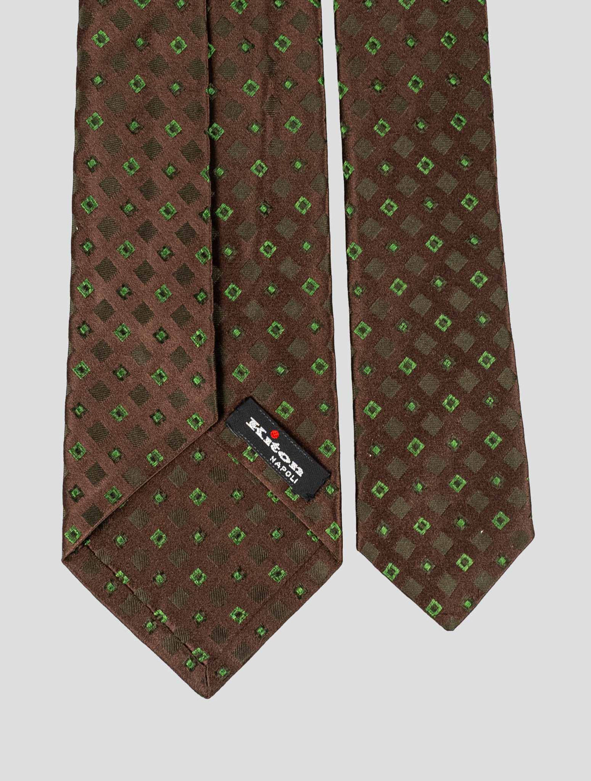 Kiton Brown Green Silk Tie