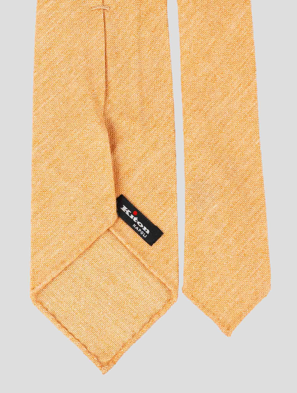 Kiton Orange Cashmere Wool Silk Tie