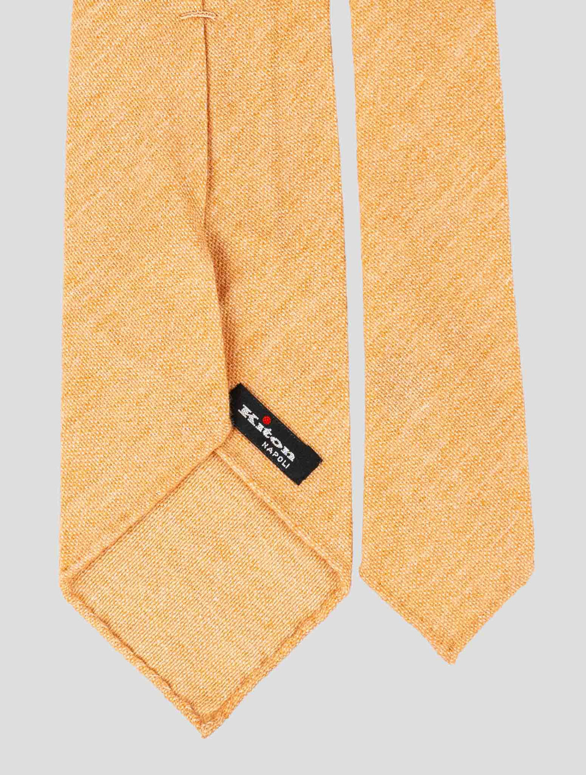 Kiton Orange Cashmere Wool Silk Tie