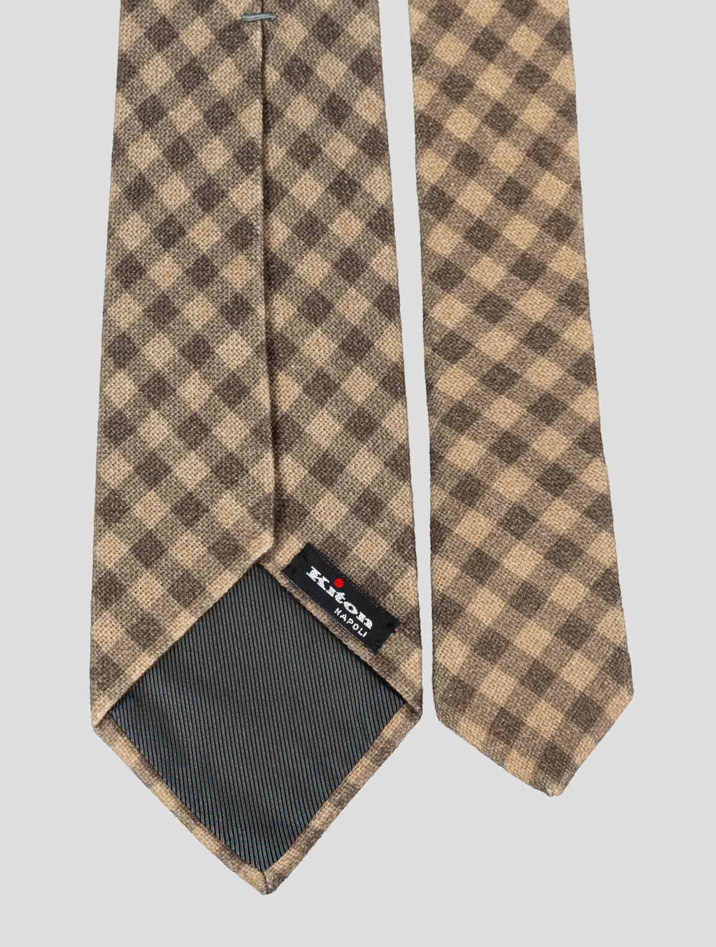 Kiton Gray Red Silk Linen Tie