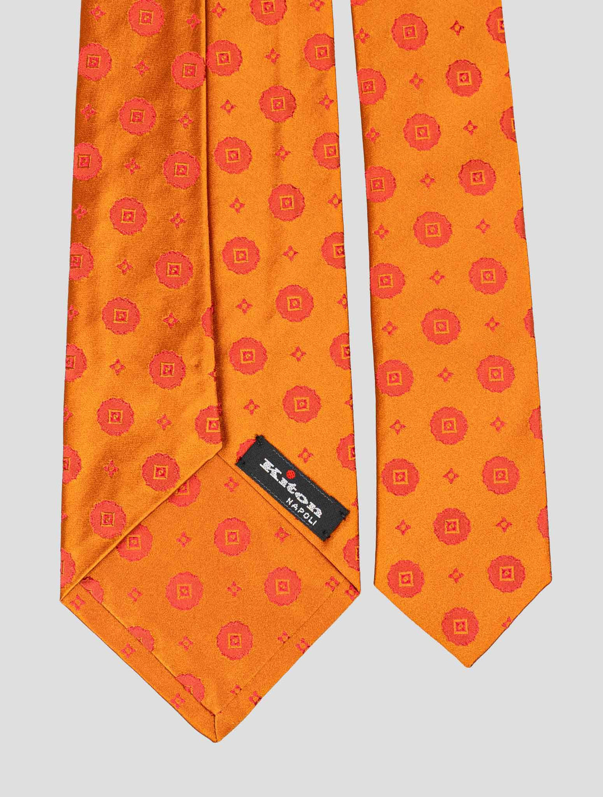 Kiton Orange Burgundy Silk Tie