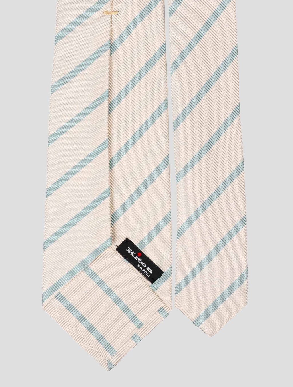 Kiton Light Blue White Silk Tie