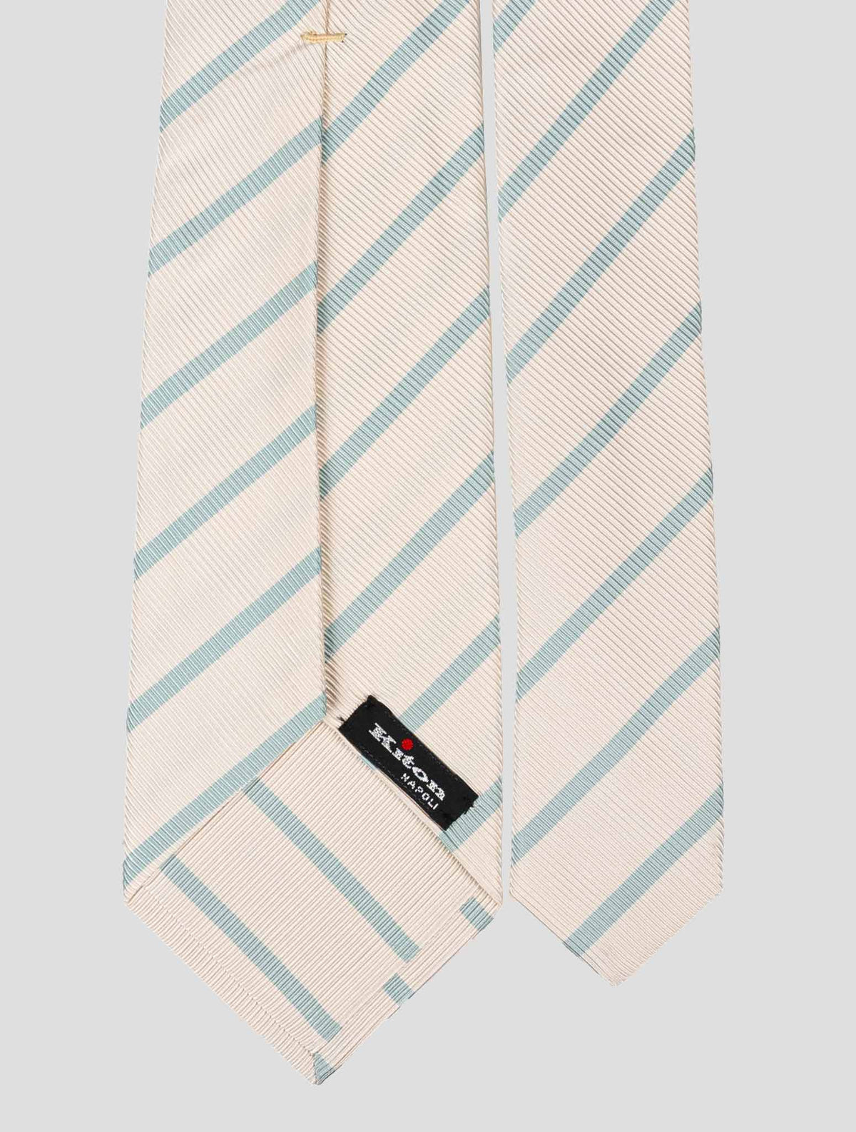 Kiton Light Blue White Silk Tie
