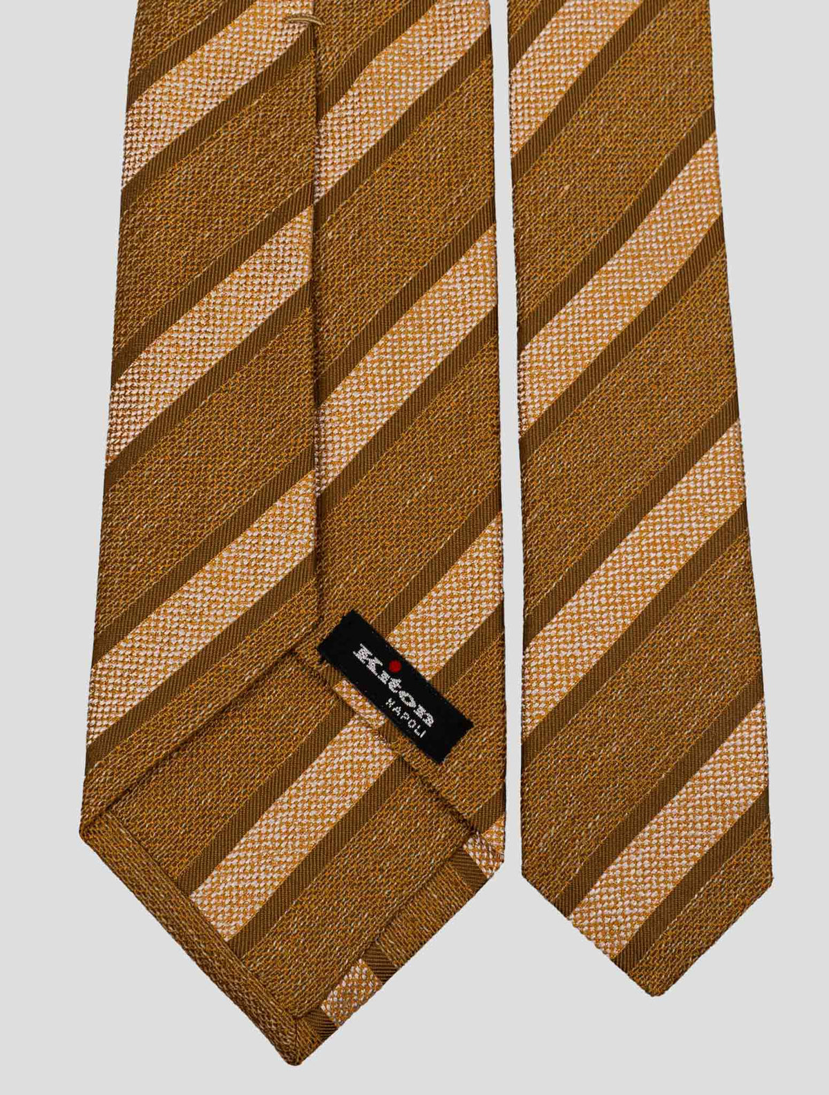 Kiton Brown Silk Linen Wool Tie