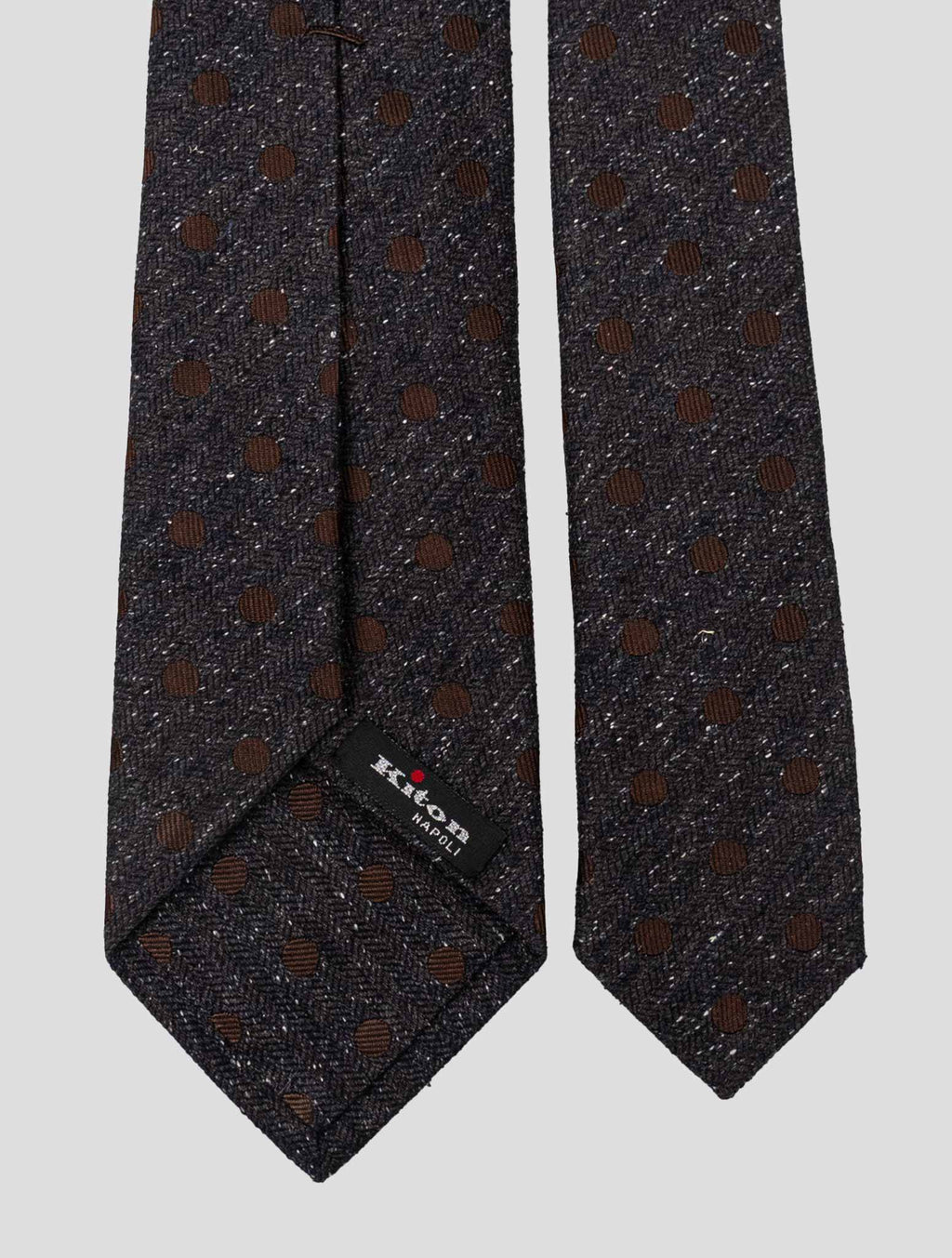 Kiton Brown White Silk Tie